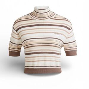 ADIDAS STRIPED CROPPED TURTLENECK SMALL